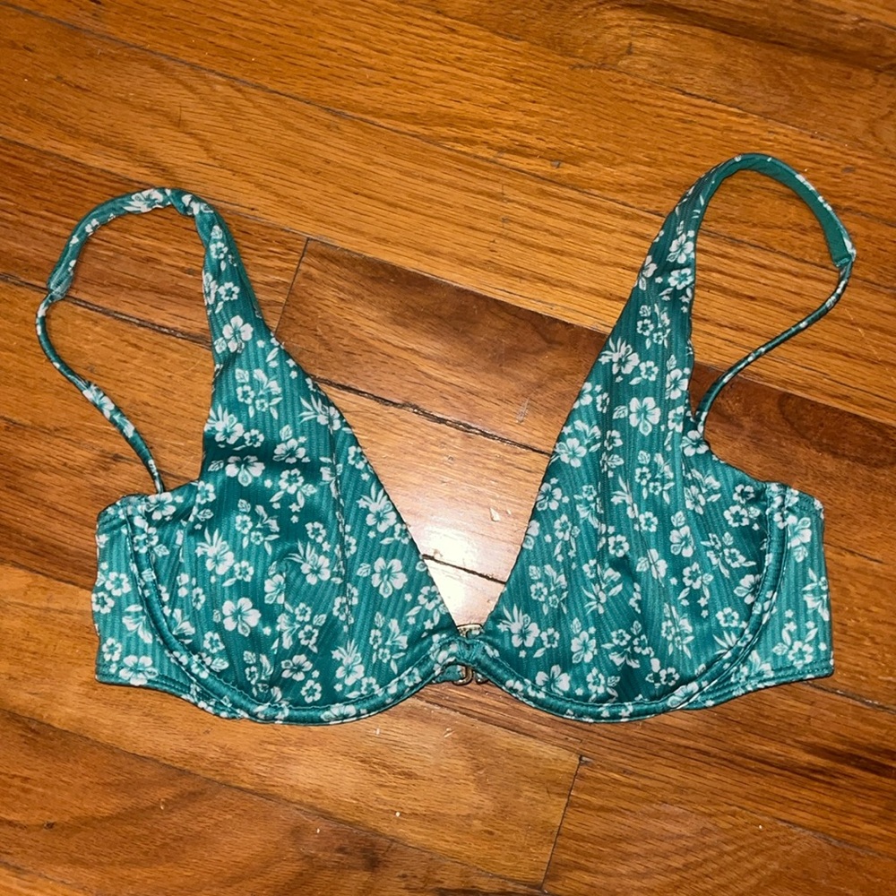 Hollister Green Floral Bikini Top